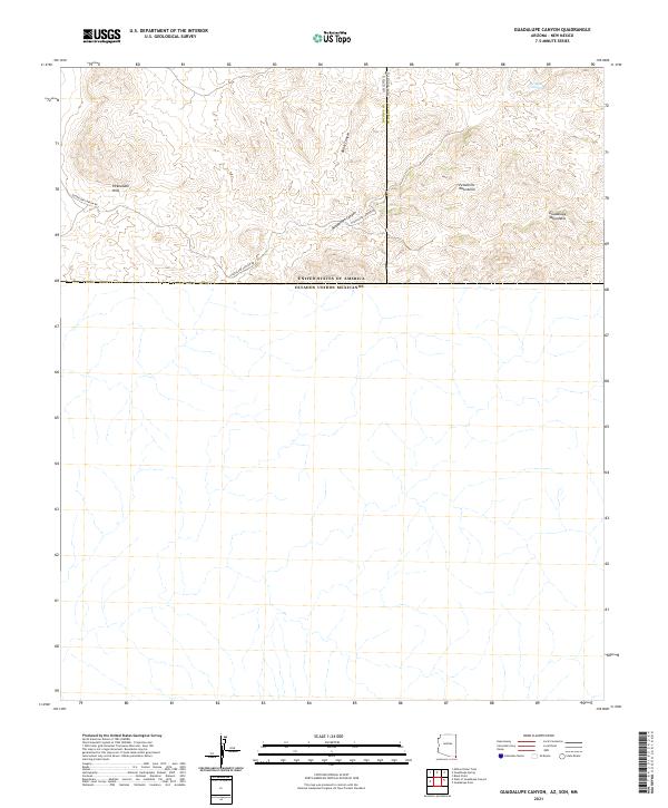 Guadalupe Canyon, AZ,SON, NM — USGS 7.5-minute topo (2021)