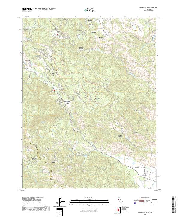 Whispering Pines, CA — USGS 7.5-minute topo (2021)
