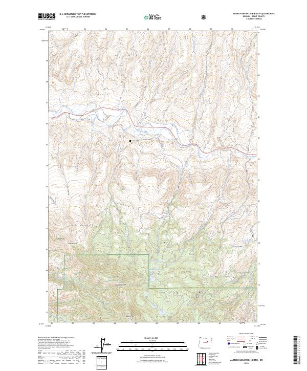 Aldrich Mountain North, OR — USGS 7.5-minute topo (2023)