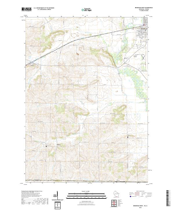Brodhead West, WI-IL — USGS 7.5-minute topo (2022)