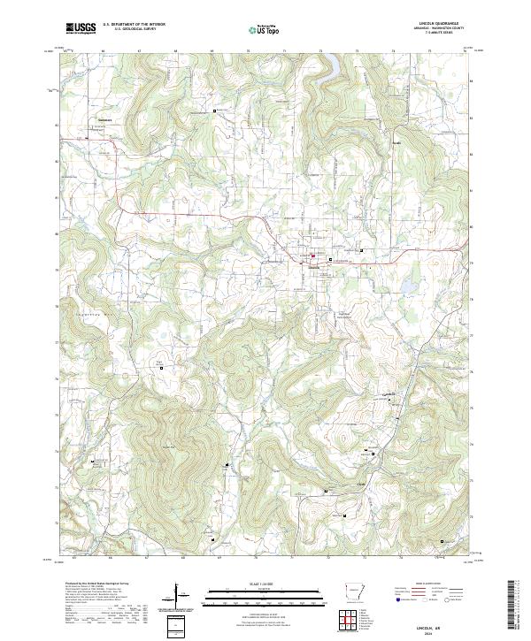 Lincoln, AR — USGS 7.5-minute topo (2024)