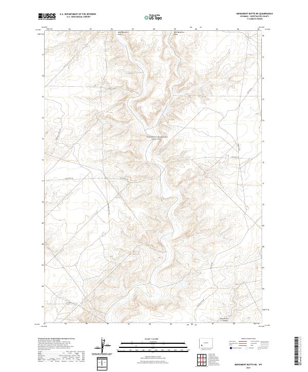 Monument Butte NE, WY — USGS 7.5-minute topo (2021)