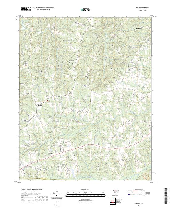 Bethany, NC — USGS 7.5-minute topo (2022)