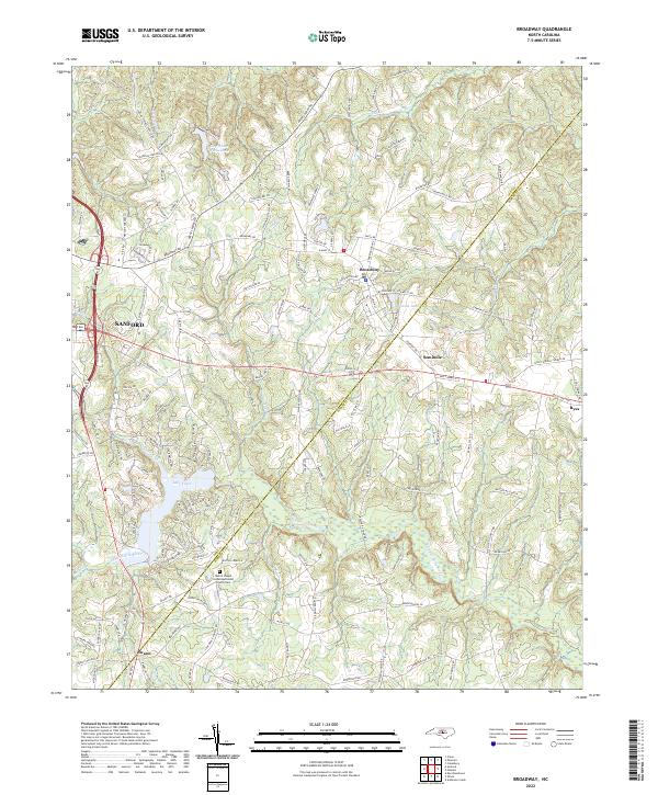 Broadway, NC — USGS 7.5-minute topo (2022)