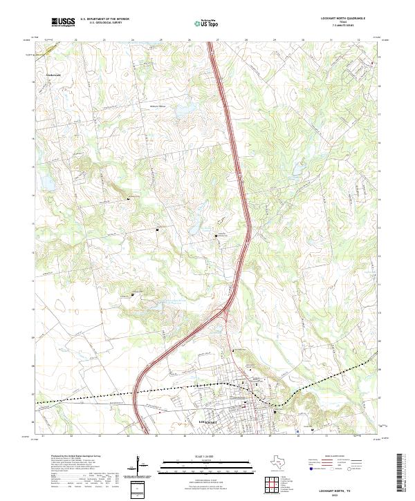 Lockhart North, TX — USGS 7.5-minute topo (2022)