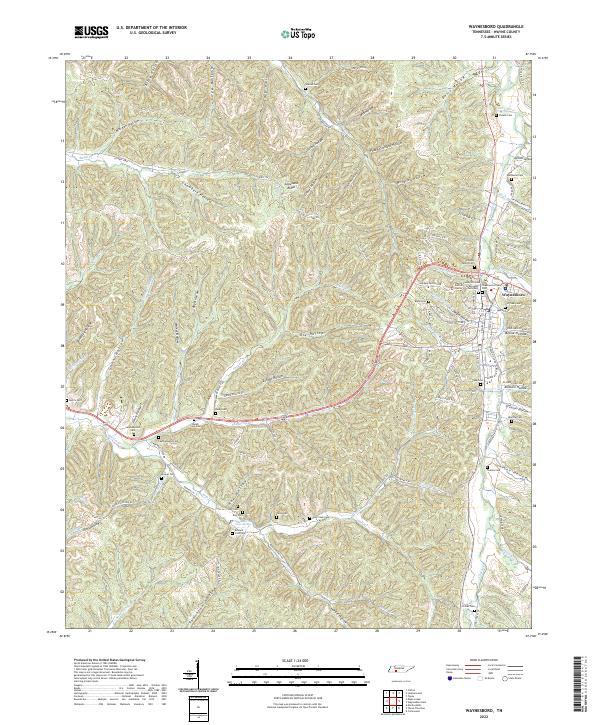 Waynesboro, TN — USGS 7.5-minute topo (2022)