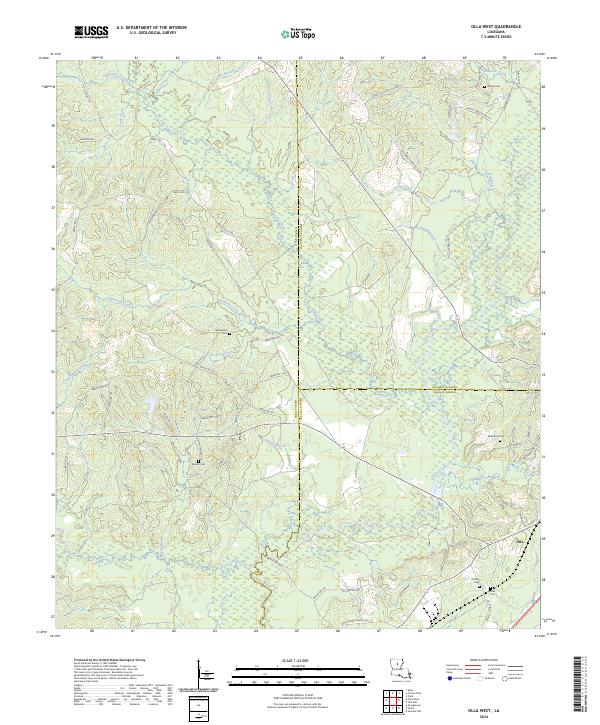 Olla West, LA — USGS 7.5-minute topo (2024)