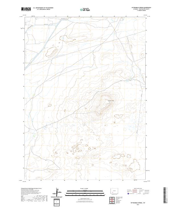 Fifteenmile Spring, WY — USGS 7.5-minute topo (2021)
