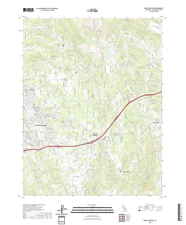 Shingle Springs, CA — USGS 7.5-minute topo (2021)