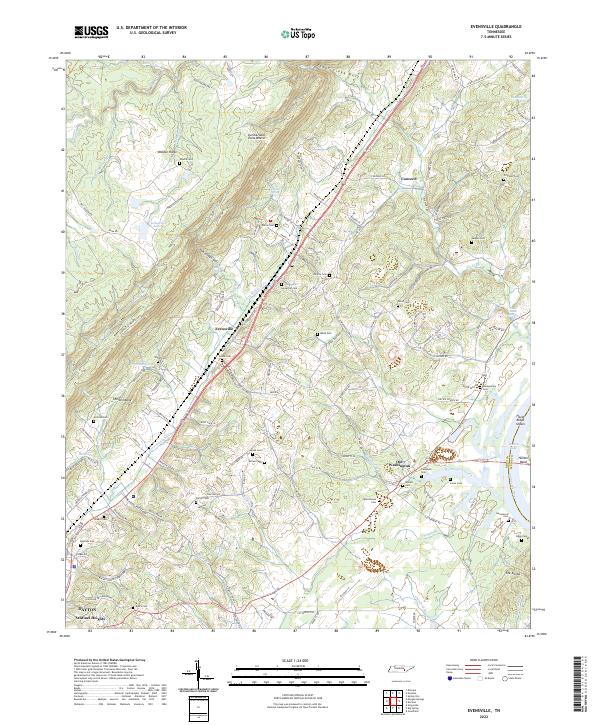 Evensville, TN — USGS 7.5-minute topo (2022)