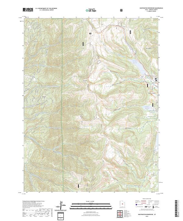Huntington Reservoir, UT — USGS 7.5-minute topo (2023)