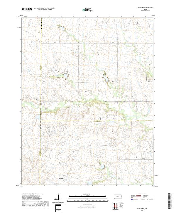Shaw Creek, KS — USGS 7.5-minute topo (2022)