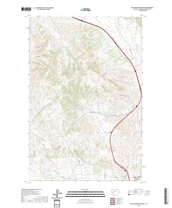 Rattlesnake Mountain, MT — USGS 7.5-minute topo (2024)