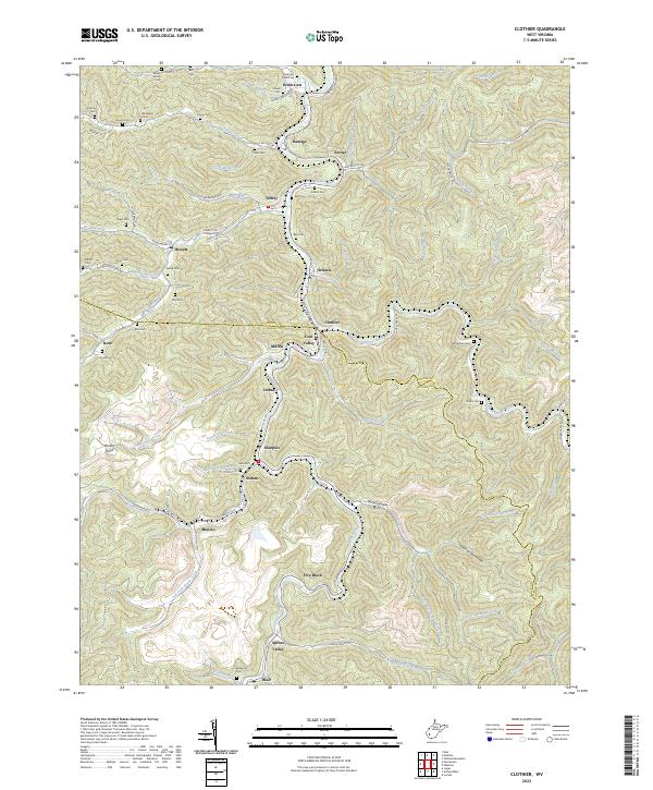 Clothier, WV — USGS 7.5-minute topo (2023)