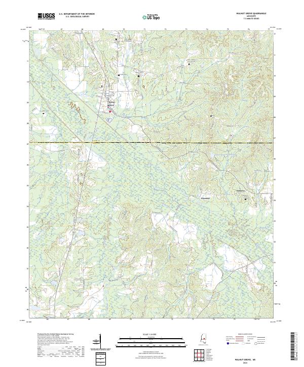 Walnut Grove, MS — USGS 7.5-minute topo (2024)