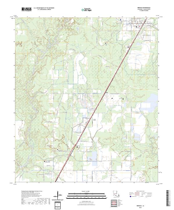 Oberlin, LA — USGS 7.5-minute topo (2024)