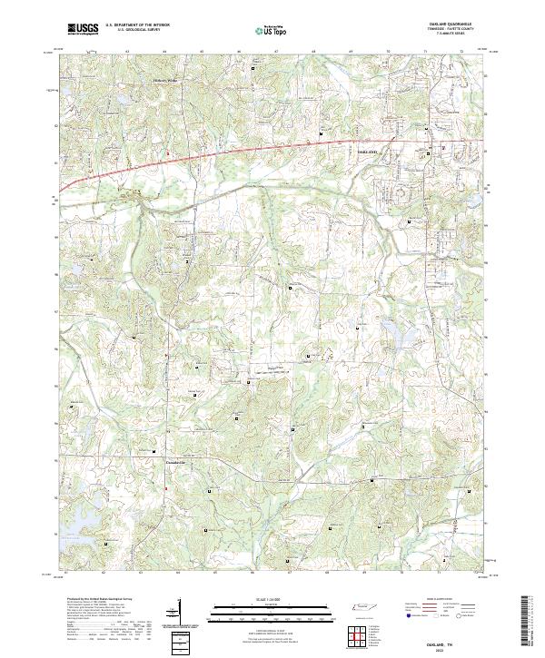 Oakland, TN — USGS 7.5-minute topo (2022)