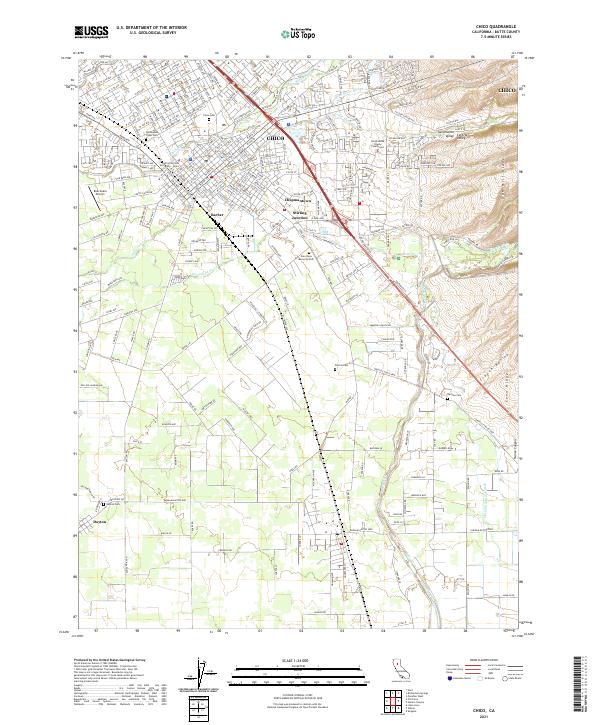 Chico, CA — USGS 7.5-minute topo (2021)