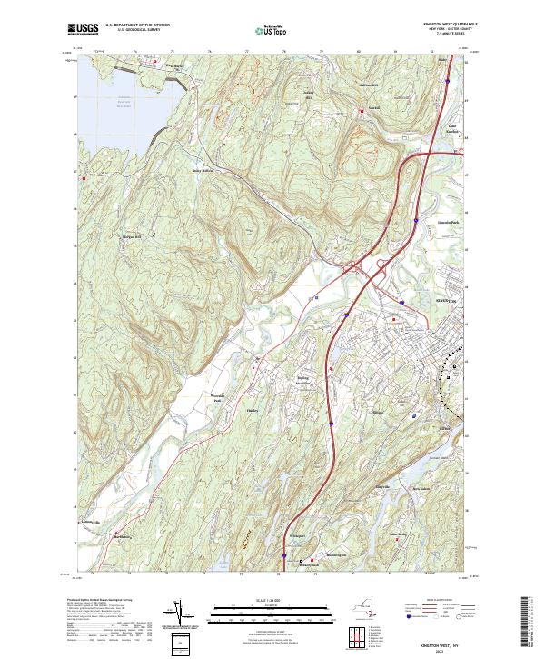 Kingston West, NY — USGS 7.5-minute topo (2023)