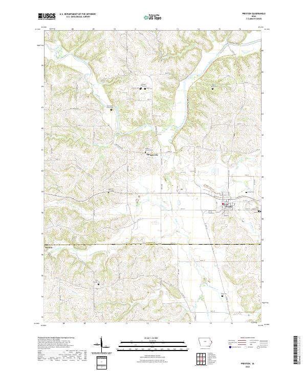Preston, IA — USGS 7.5-minute topo (2022)