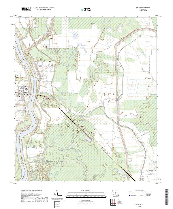 Melville, LA — USGS 7.5-minute topo (2024)