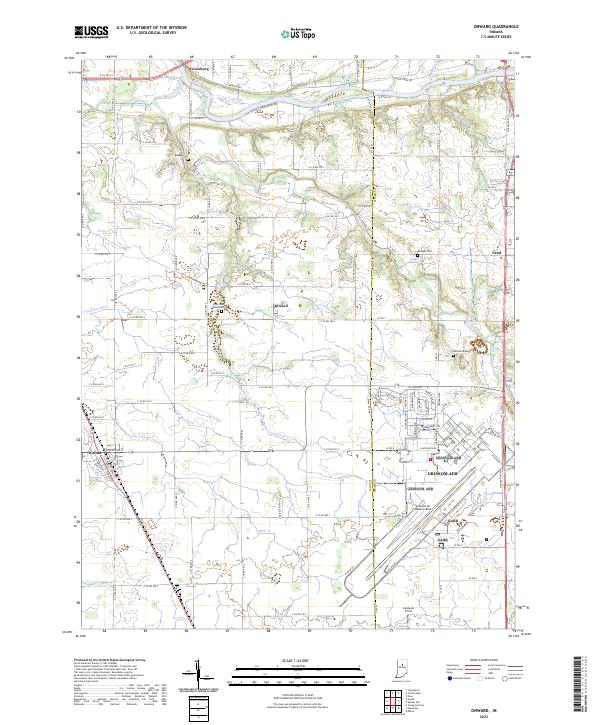 Onward, IN — USGS 7.5-minute topo (2022)