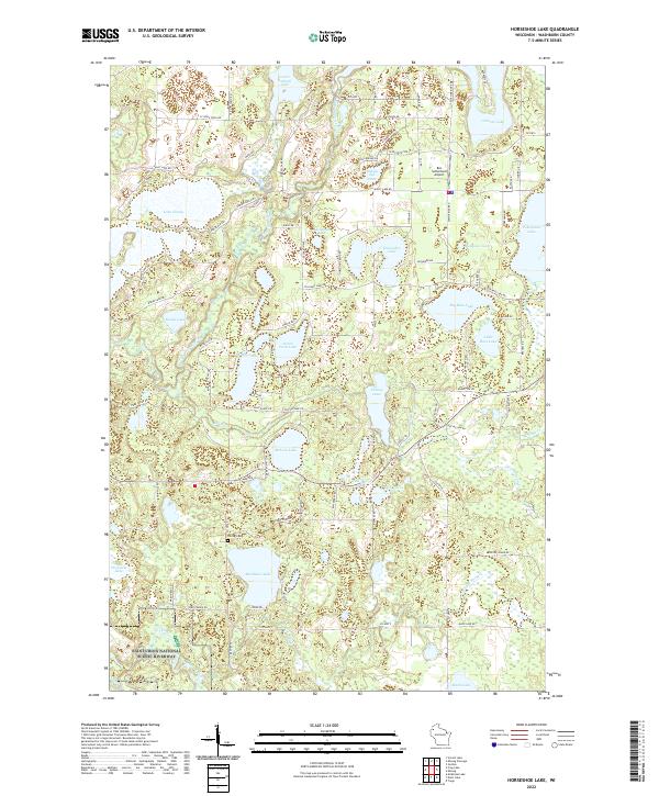 Horseshoe Lake, WI — USGS 7.5-minute topo (2022)