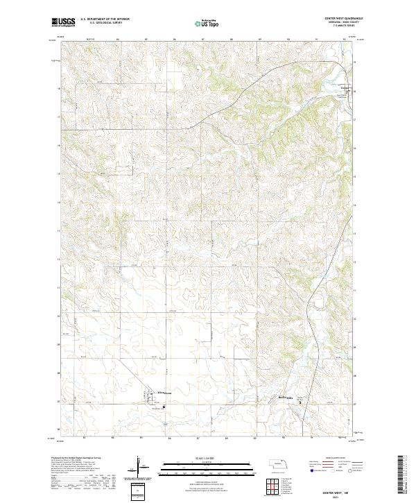 Center West, NE — USGS 7.5-minute topo (2021)