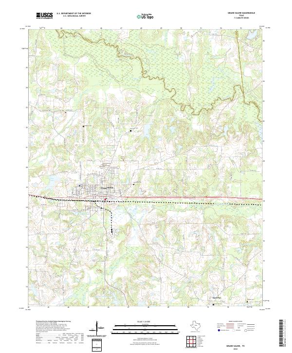 Grand Saline, TX — USGS 7.5-minute topo (2022)