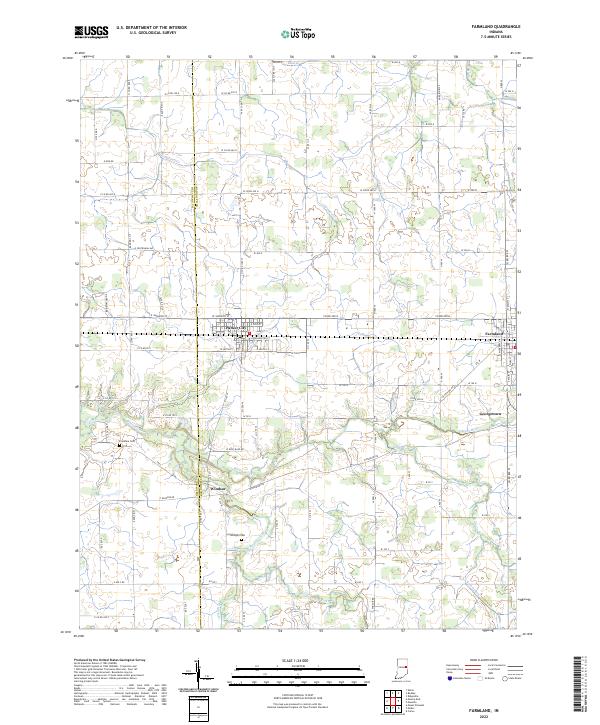 Farmland, IN — USGS 7.5-minute topo (2022)