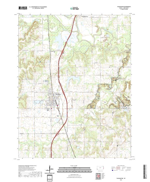 Pleasanton, KS — USGS 7.5-minute topo (2022)