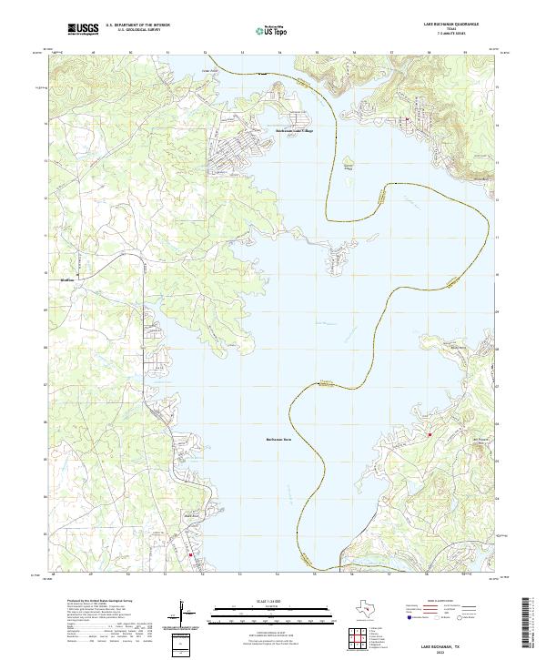 Lake Buchanan, TX — USGS 7.5-minute topo (2022)