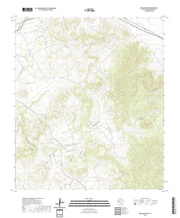 Bird Mountain, TX — USGS 7.5-minute topo (2022)