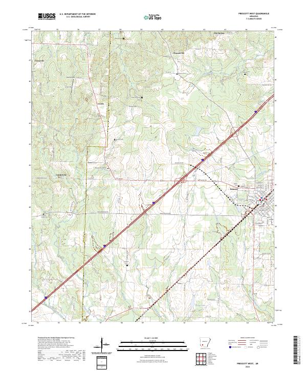 Prescott West, AR — USGS 7.5-minute topo (2024)
