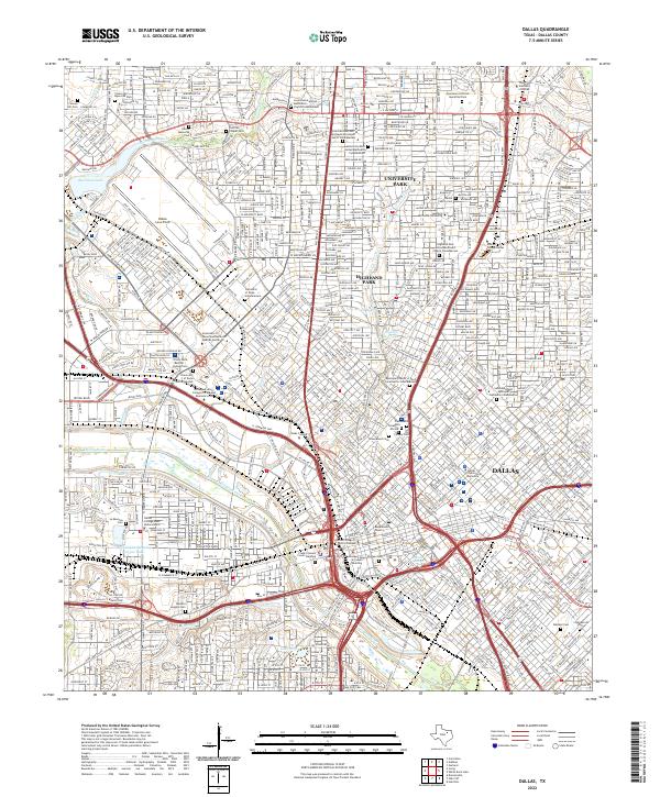 Dallas, TX — USGS 7.5-minute topo (2022)