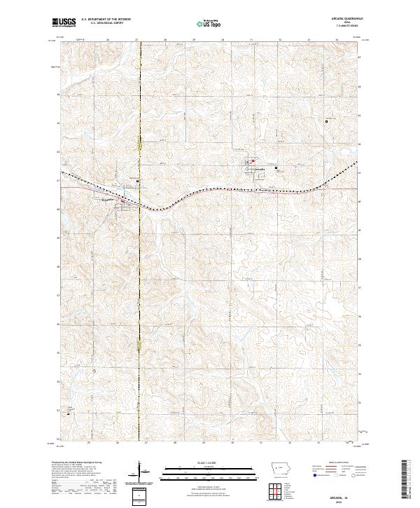 Arcadia, IA — USGS 7.5-minute topo (2022)