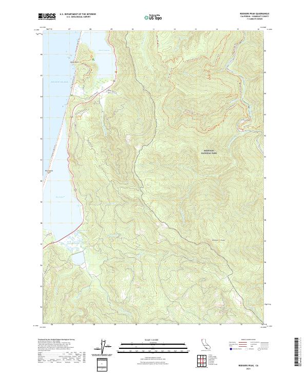Rodgers Peak, CA — USGS 7.5-minute topo (2021)
