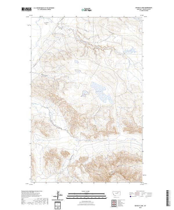 Buckley Lake, MT — USGS 7.5-minute topo (2024)