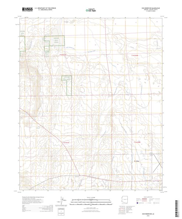 Zion Reservoir, AZ — USGS 7.5-minute topo (2026)