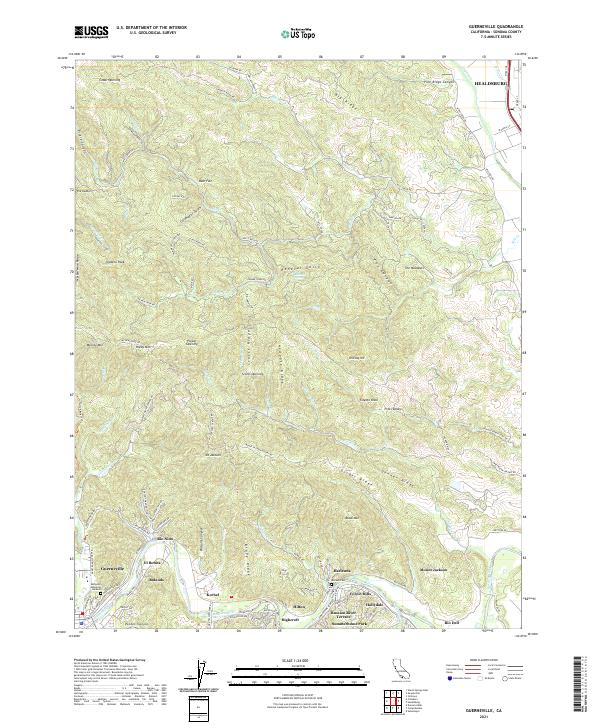 Guerneville, CA — USGS 7.5-minute topo (2021)