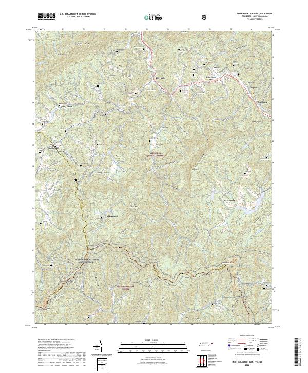 Iron Mountain Gap, TN-NC — USGS 7.5-minute topo (2022)