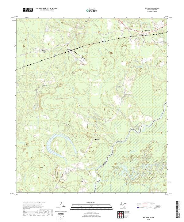 Bon Wier, TX-LA — USGS 7.5-minute topo (2022)