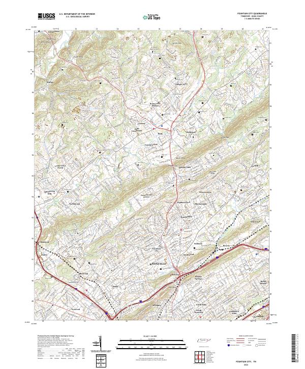 Fountain City, TN — USGS 7.5-minute topo (2022)