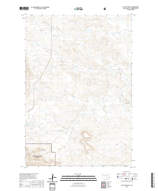 Flat Top Butte, SD — USGS 7.5-minute topo (2021)