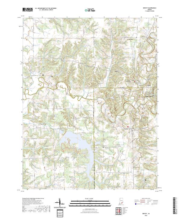 Deputy, IN — USGS 7.5-minute topo (2022)