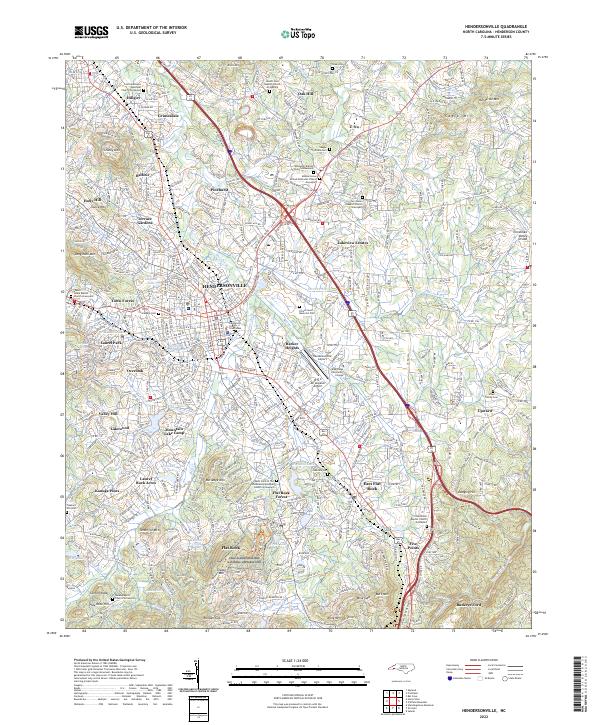 Hendersonville, NC — USGS 7.5-minute topo (2022)