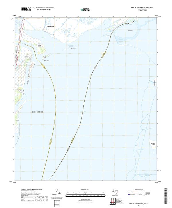 West of Greens Bayou, TX-LA — USGS 7.5-minute topo (2022)