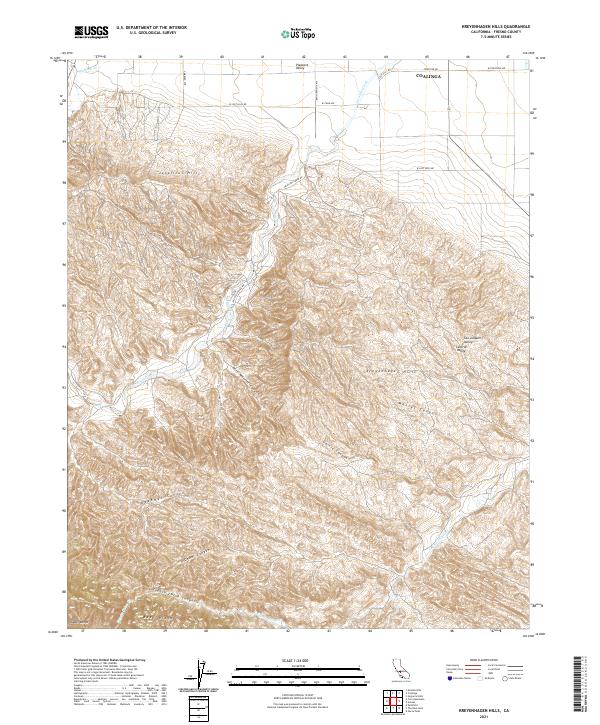 Kreyenhagen Hills, CA — USGS 7.5-minute topo (2021)