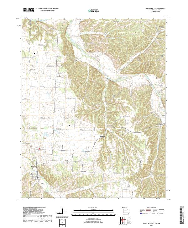 South West City, MO-OK — USGS 7.5-minute topo (2021)