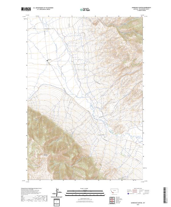 Ashbough Canyon, MT — USGS 7.5-minute topo (2024)